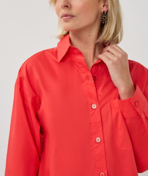 Esqualo Blouse cropped folded cuff (SP26.10016/Chili Red) - WeekendMode
