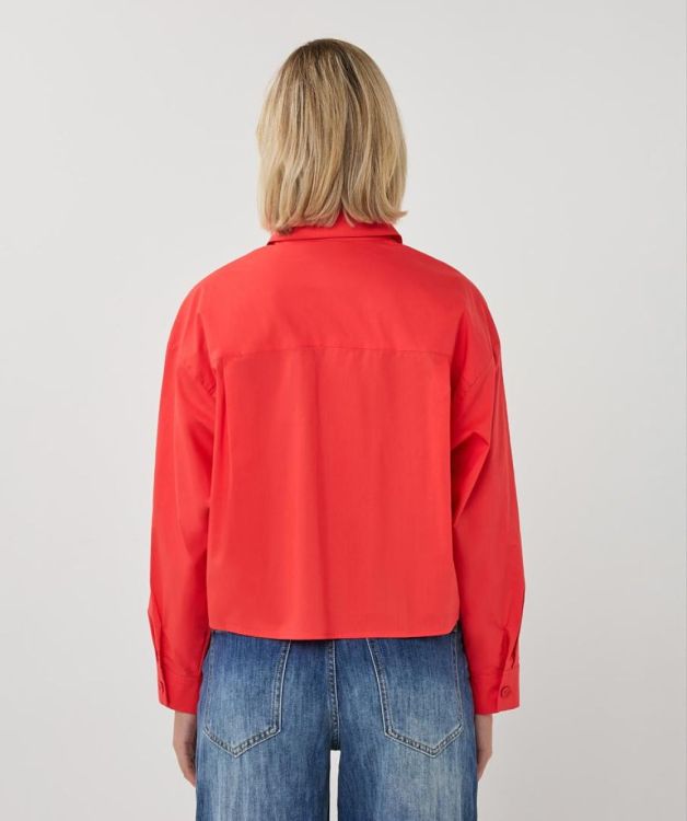 Esqualo Blouse cropped folded cuff (SP26.10016/Chili Red) - WeekendMode
