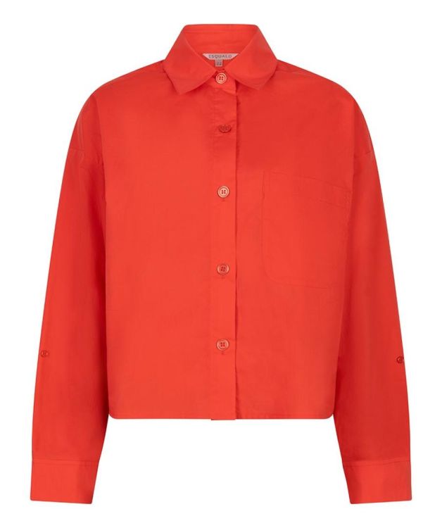 Esqualo Blouse cropped folded cuff (SP26.10016/Chili Red) - WeekendMode