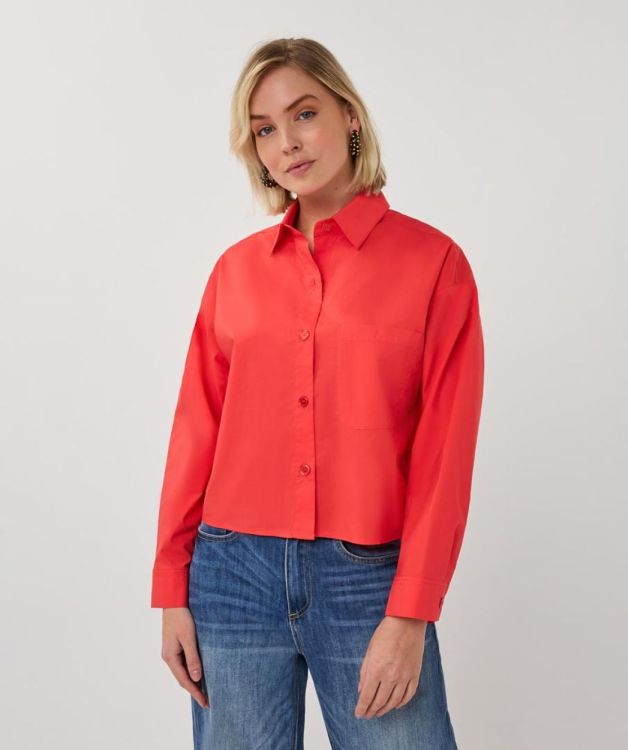Esqualo Blouse cropped folded cuff (SP26.10016/Chili Red) - WeekendMode