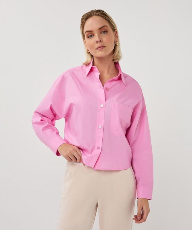 Esqualo Blouse cropped folded cuff (SP26.10016/Rose) - WeekendMode