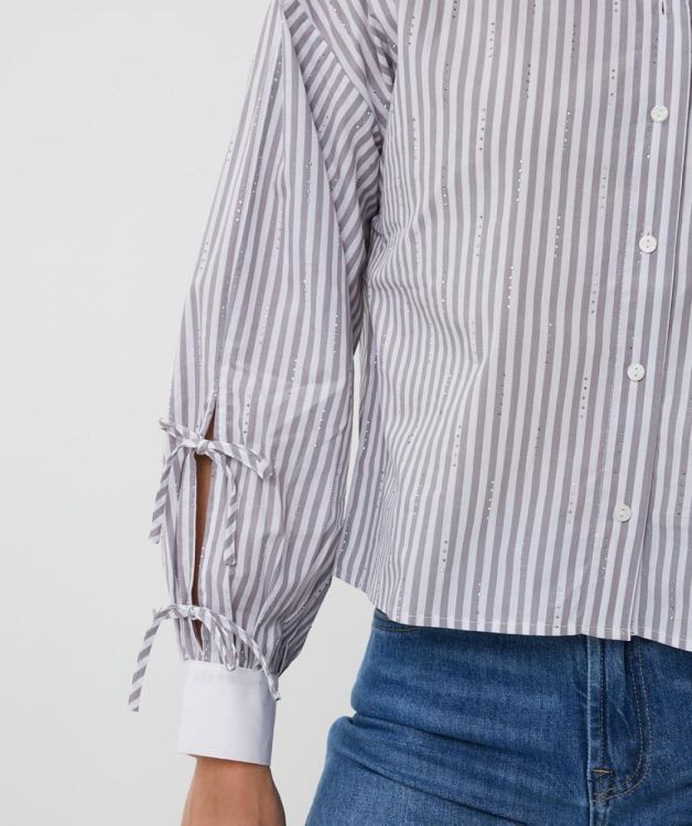 Esqualo Blouse cropped stripes rhinestones (F25.14520/Print) - WeekendMode