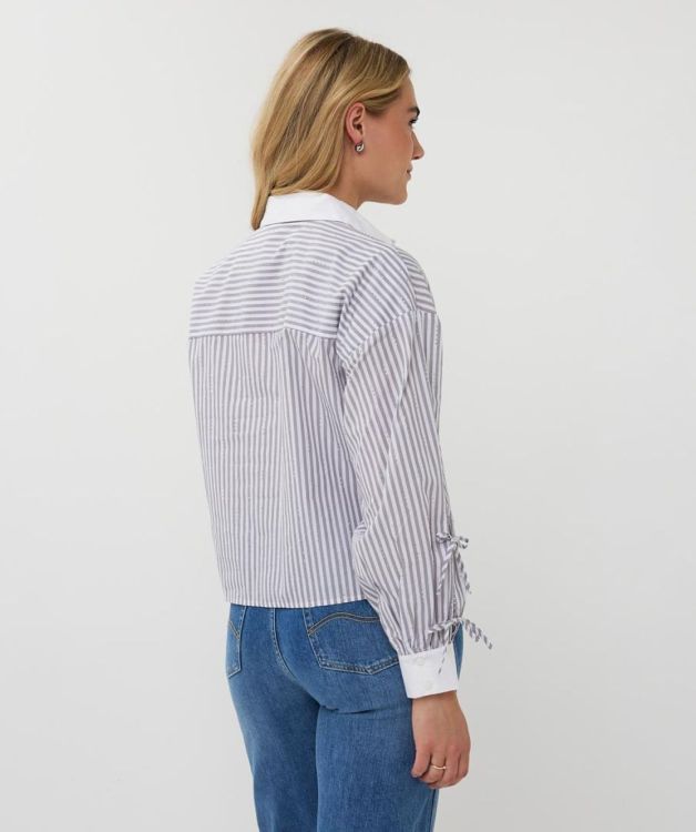 Esqualo Blouse cropped stripes rhinestones (F25.14520/Print) - WeekendMode