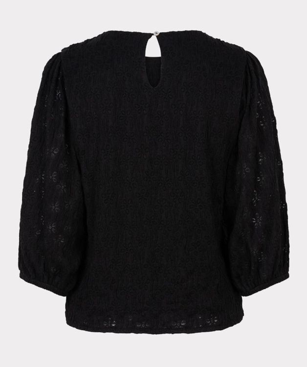 Esqualo Blouse fancy knit s/slve (F24.15507/Black) - WeekendMode