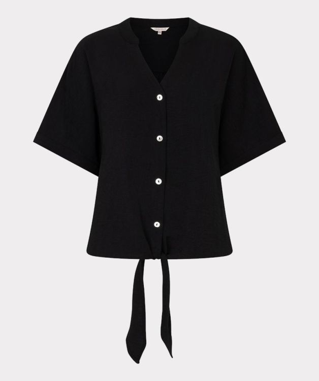 Esqualo Blouse knot crinkle (HS26.10220/Black) - WeekendMode