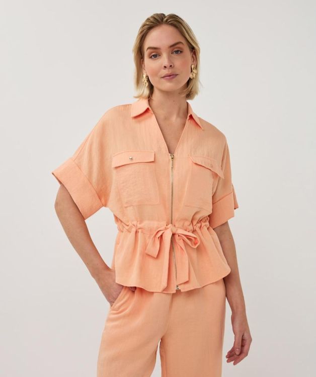 Esqualo Blouse zipper fine crinkle (SP26.10038/Bellini) - WeekendMode