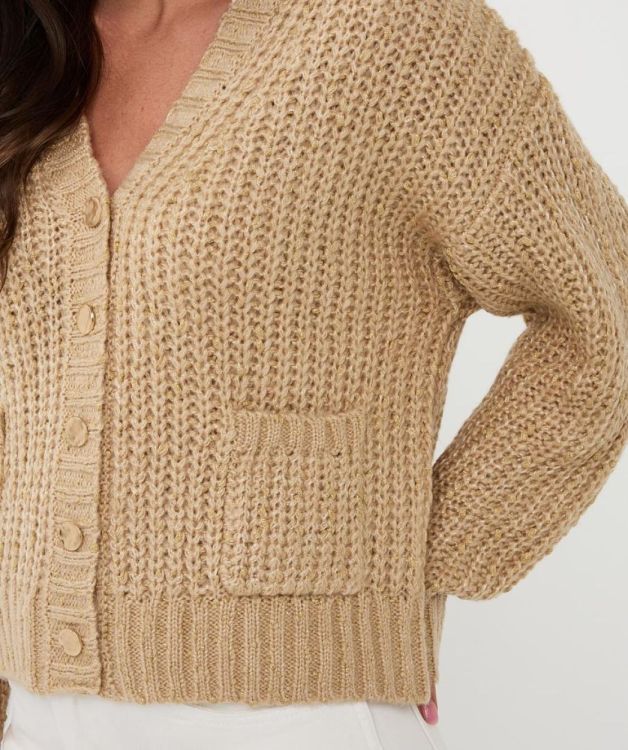 Esqualo Cardigan oversize lurex (F25.02540/Light Sand) - WeekendMode