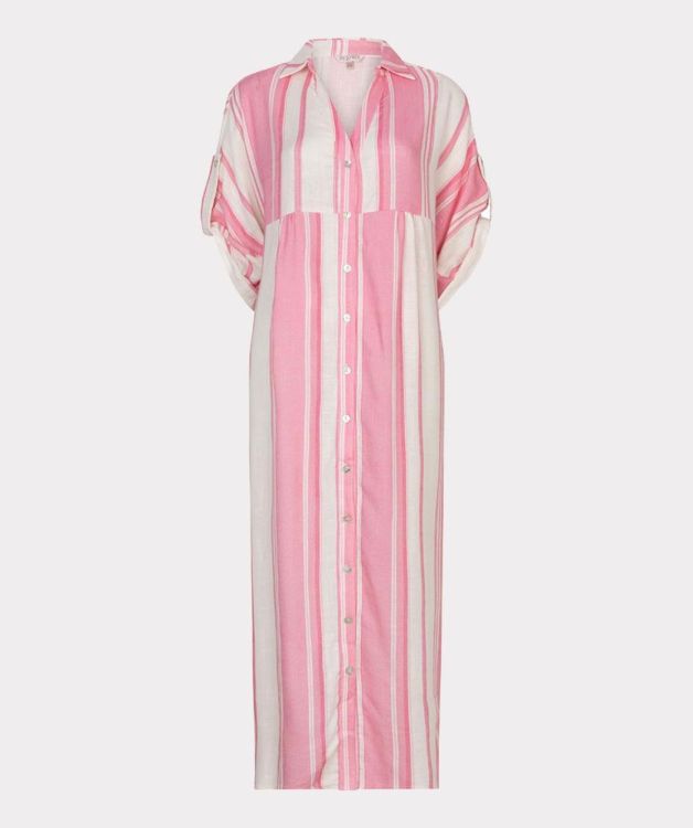 Esqualo Dress long striped linen (HS26.28215/Off White / Pink) - WeekendMode