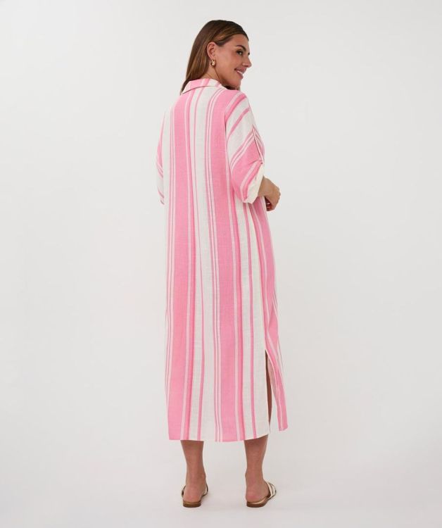 Esqualo Dress long striped linen (HS26.28215/Off White / Pink) - WeekendMode