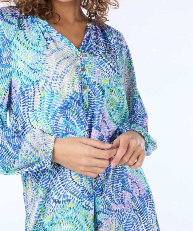 Esqualo Dress short raglan Bayside Leaves print (SP24.15010/999) - WeekendMode