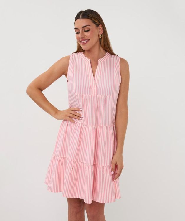 Esqualo Dress skater striped (HS26.15204/Off White / Pink) - WeekendMode