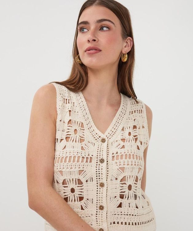 Esqualo Gilet crochet (HS26.18203/Natural) - WeekendMode