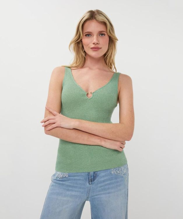 Esqualo Singlet ribbed hook lurex (HS26.27206/Soft Green) - WeekendMode
