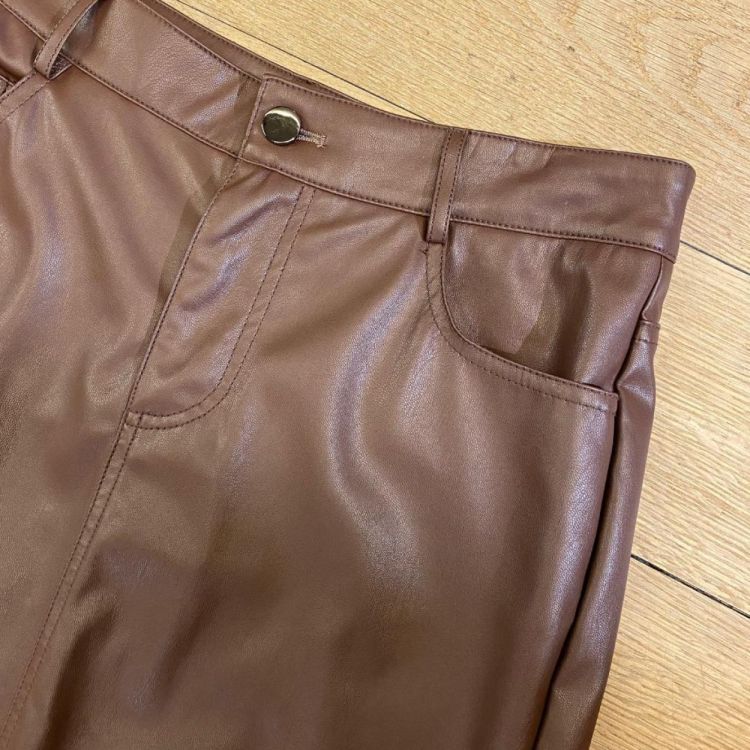 Esqualo Skirt long split vegan leather (F24.11509/Chocolate) - WeekendMode