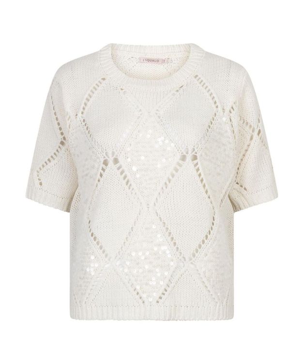 Esqualo Sweater ajour diamond sequins (SP26.02016/Ecru) - WeekendMode