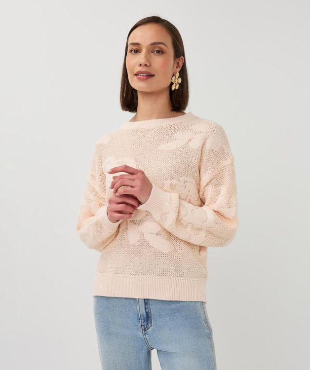 Esqualo Sweater fancy daisy knit (SP26.02001/Light Bellini) - WeekendMode
