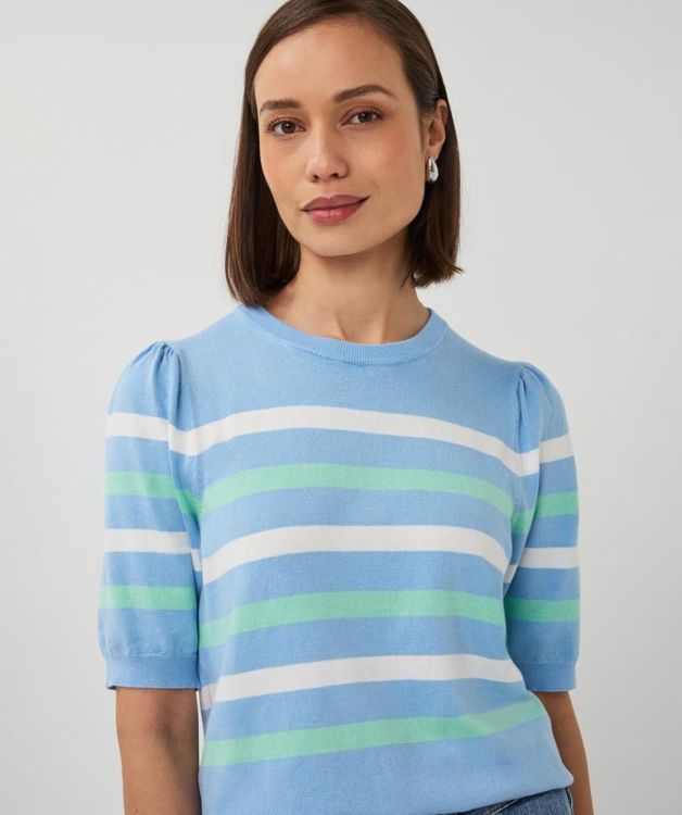 Esqualo Sweater puff slve striped knit (SP26.07010/Pacific Blue) - WeekendMode