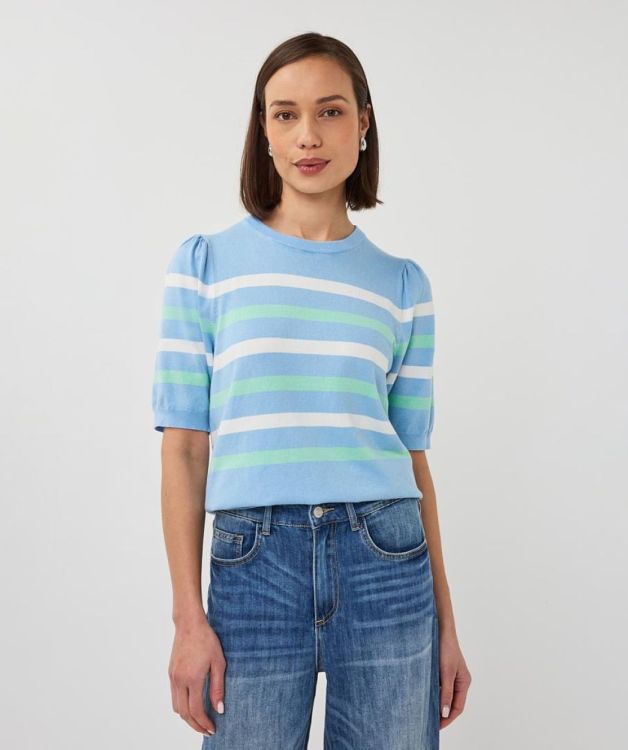 Esqualo Sweater puff slve striped knit (SP26.07010/Pacific Blue) - WeekendMode