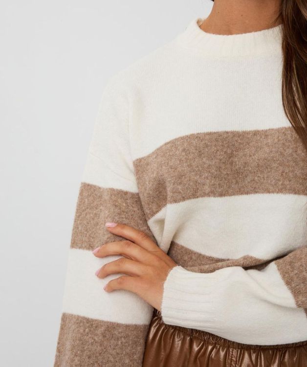 Esqualo Sweater striped melange (F25.27524/Off White / Tan) - WeekendMode