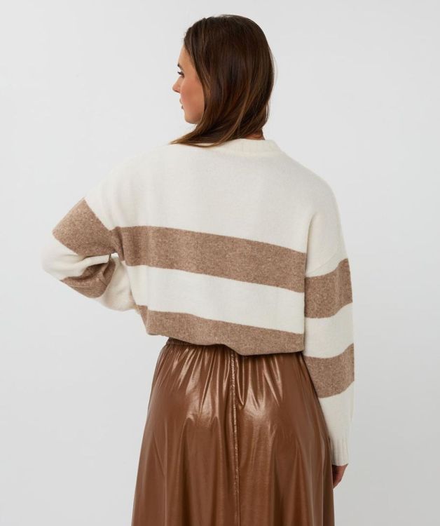 Esqualo Sweater striped melange (F25.27524/Off White / Tan) - WeekendMode