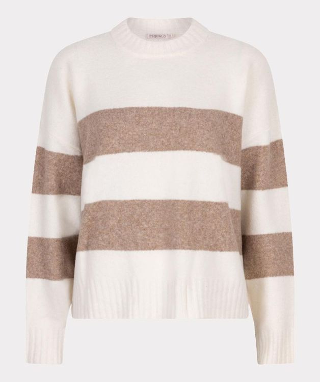 Esqualo Sweater striped melange (F25.27524/Off White / Tan) - WeekendMode