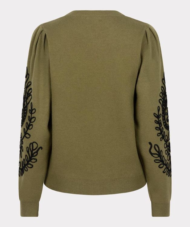 Esqualo Sweater tape embroidery (F24.07510/Moss Green) - WeekendMode