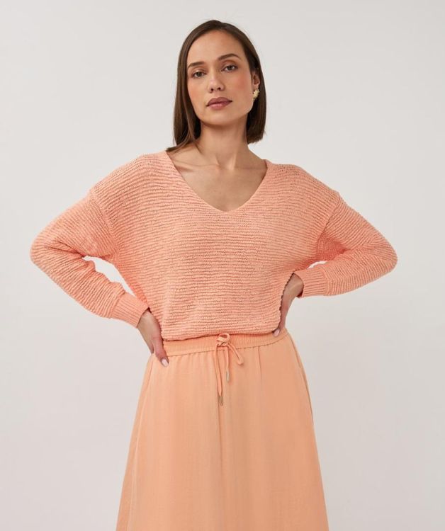 Esqualo Sweater v/neck tape yarn (SP26.02020/Bellini) - WeekendMode