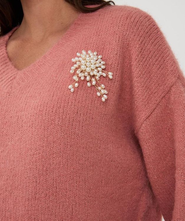 Esqualo Sweater V-neck brooch (F25.18501/Guava) - WeekendMode