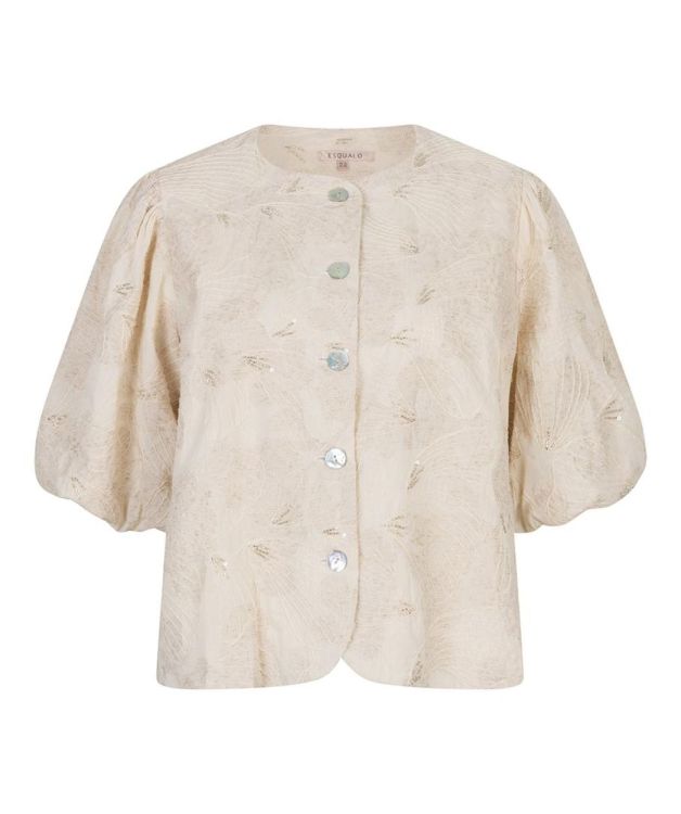 Esqualo Top balloon 3D shell print (SP26.28005/Ecru) - WeekendMode