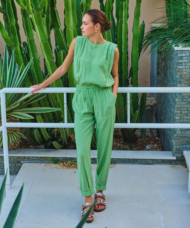 Esqualo Trousers crinkle modal (HS26.05213/Jungle Green) - WeekendMode