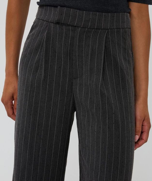 Esqualo Trousers high waist stripe studs (F25.10517/Dark Grey Melange) - WeekendMode