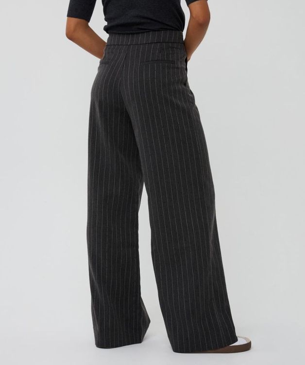 Esqualo Trousers high waist stripe studs (F25.10517/Dark Grey Melange) - WeekendMode