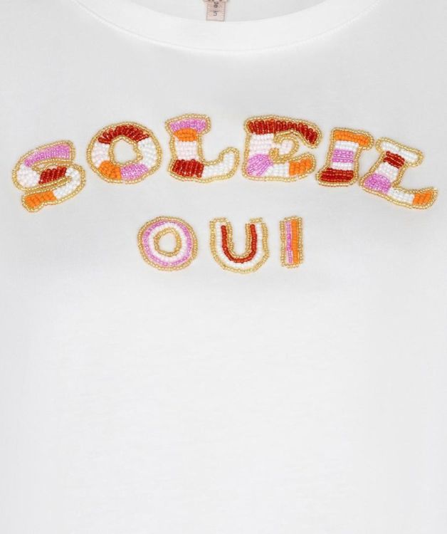 Esqualo T-shirt beading “Soleil” (HS26.05200/Off White / Pink) - WeekendMode