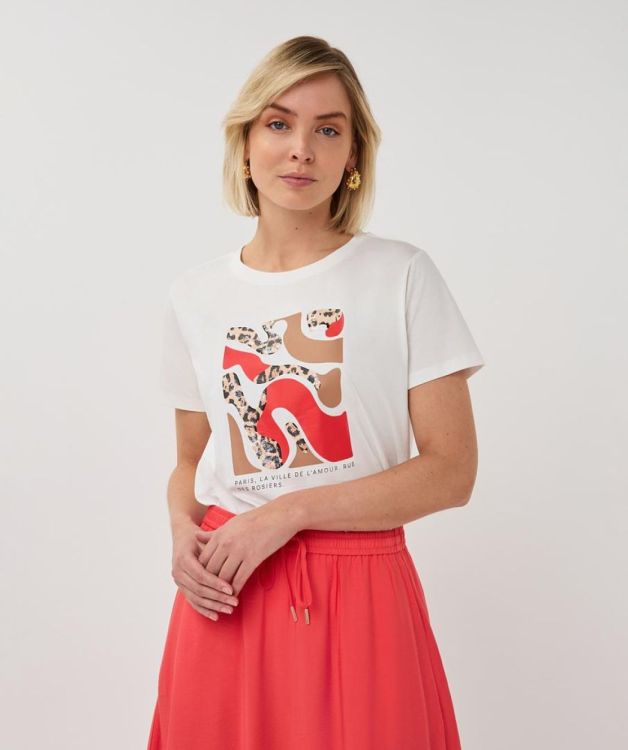 Esqualo T-shirt 'Paris' (SP26.05014/Off White / Chili Red) - WeekendMode