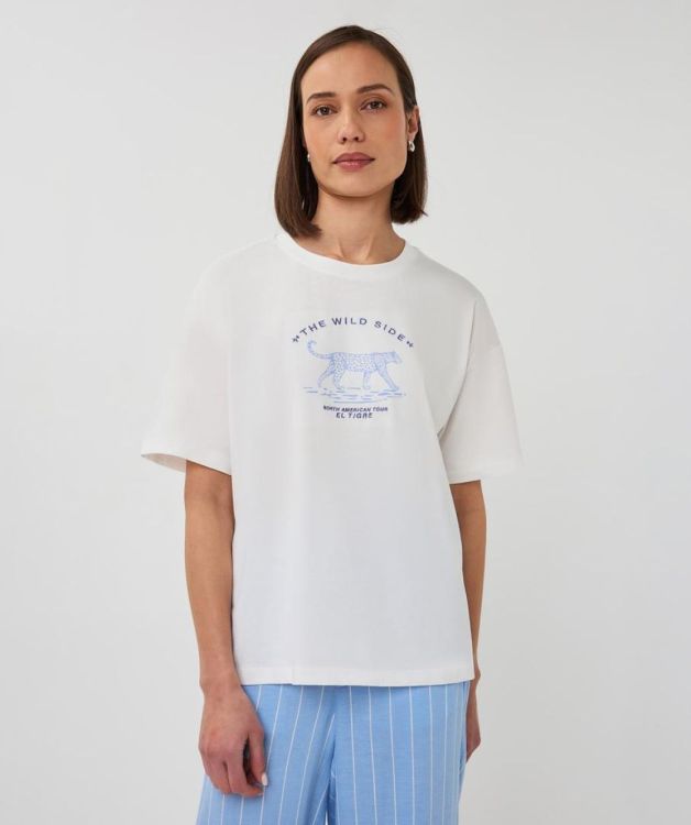 Esqualo T-shirt wide 'animal' (SP26.05013/Off White / Blue) - WeekendMode