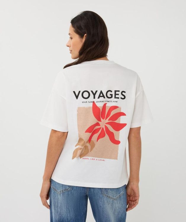 Esqualo T-shirt wide 'voyages' (SP26.05015/Off White / Chili Red) - WeekendMode