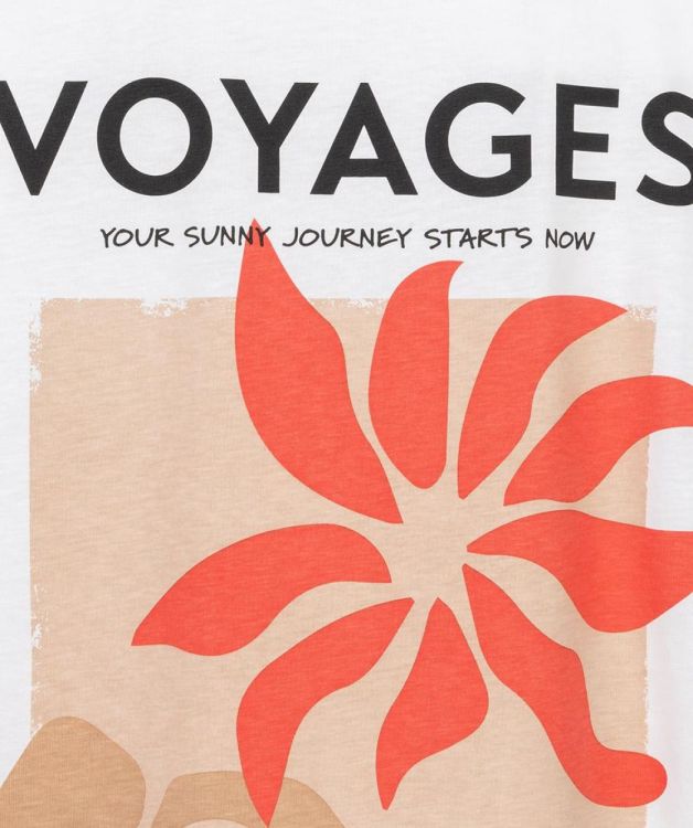 Esqualo T-shirt wide 'voyages' (SP26.05015/Off White / Chili Red) - WeekendMode