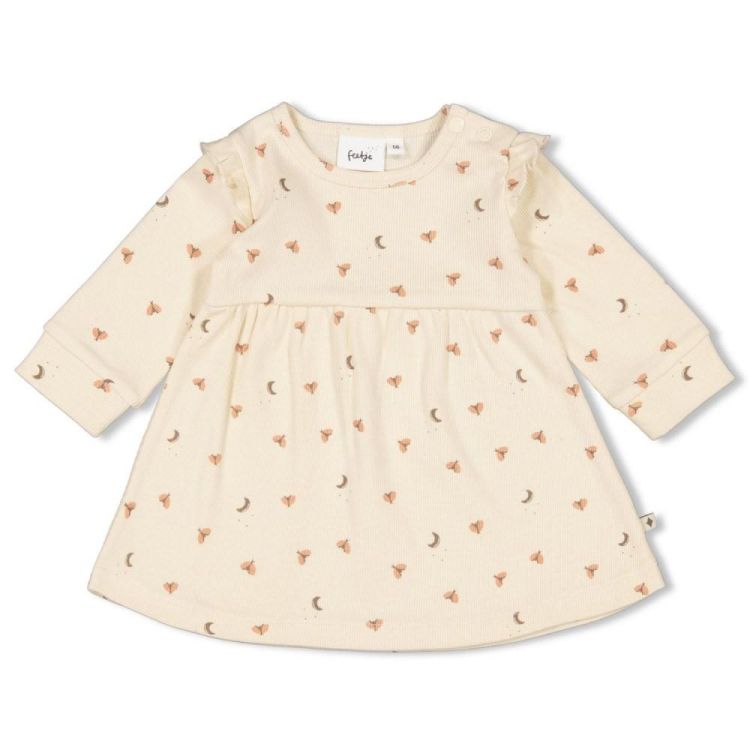 Feetje Jurk ruches rib AOP - Dancing In The Moo (51400555/Offwhite) - WeekendMode