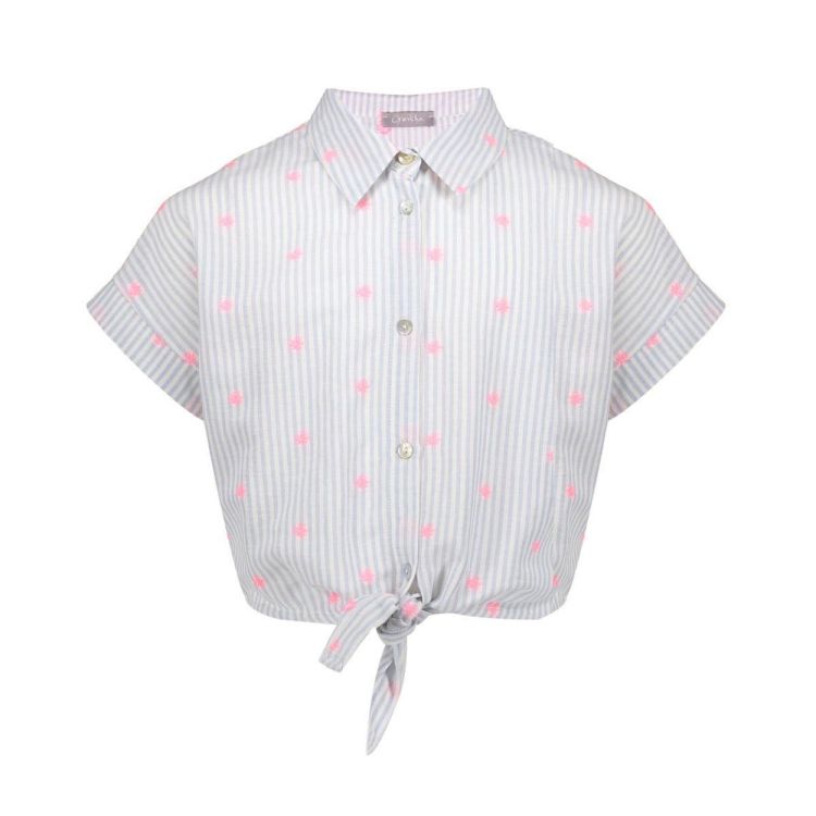 Geisha Kids Blouse knot neon flower (63164K-70/000010 - off white) - WeekendMode