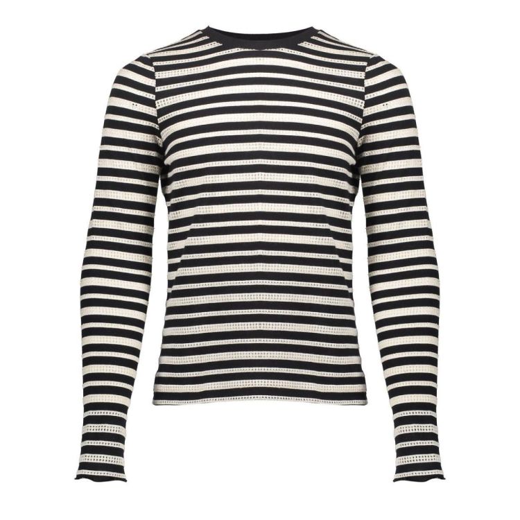 Geisha Kids Top ls striped ajour (52566K-47/000999 - black/off-white) - WeekendMode