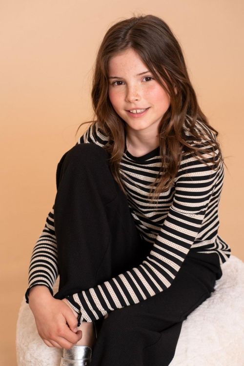 Geisha Kids Top ls striped ajour (52566K-47/000999 - black/off-white) - WeekendMode
