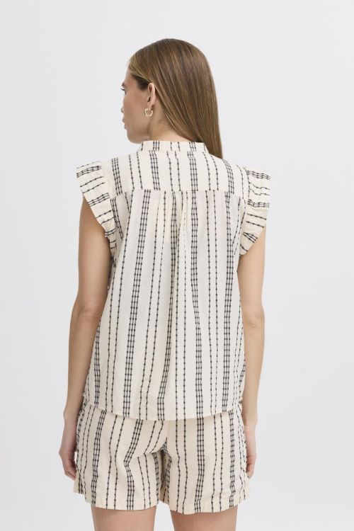 ICHI Blouse sleeveles (20122692/Birch w. Black Jacquard Stripe) - WeekendMode