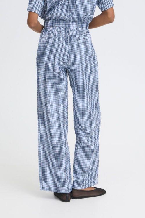 ICHI Casual pants (20125621/SODALITE BLUE/WHITE CHECK) - WeekendMode