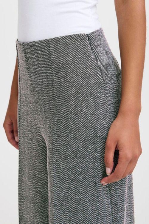 ICHI Casual Pants (20121602/BLACK WHITE HERRINGBONE) - WeekendMode