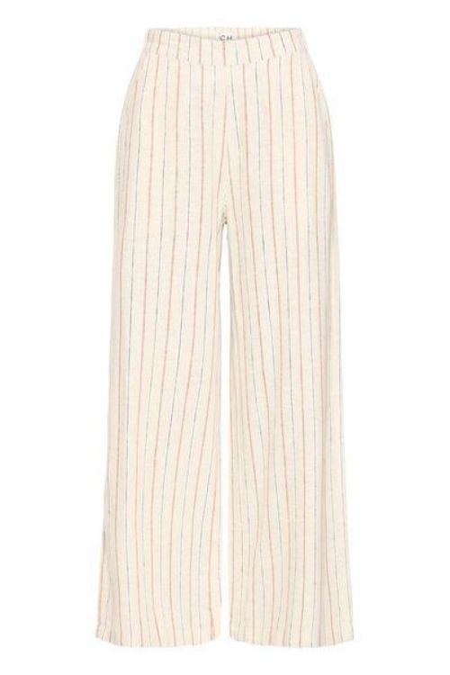 ICHI Casual pants (20125605/BROWN STRIPE) - WeekendMode