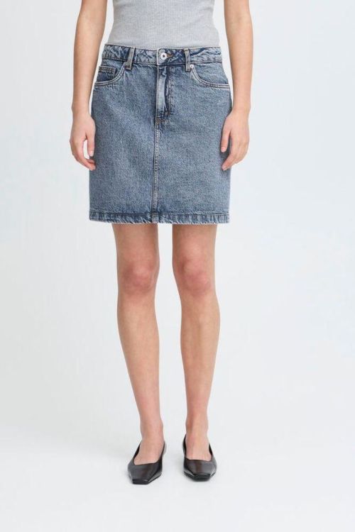 ICHI Denim Skirt (20121846/Medium blue stone washed) - WeekendMode