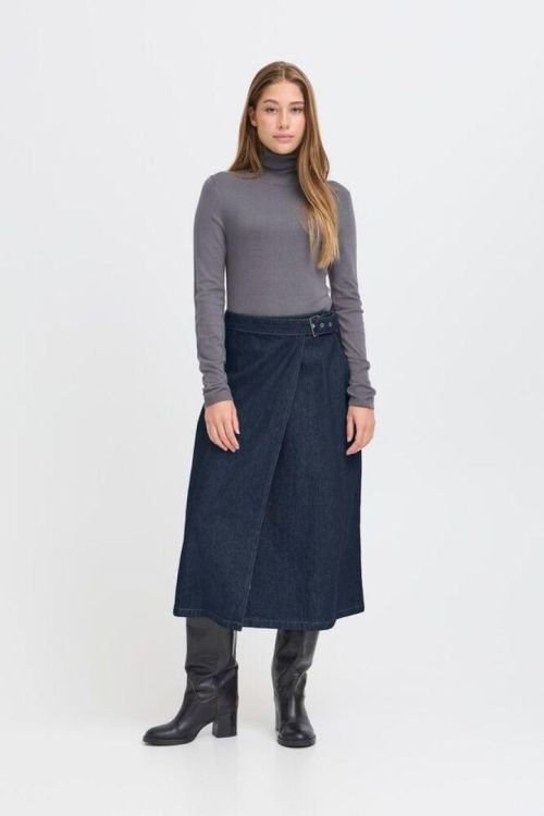 ICHI Denim Skirt (20124349/DENIM AUTHENTIC BLUE) - WeekendMode