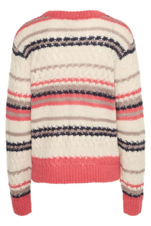 ICHI Knit Pullover (20121561/Cranberry multi stripe) - WeekendMode