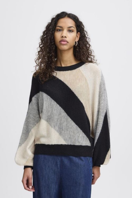 ICHI Knit Pullover (20121399/Black striped) - WeekendMode