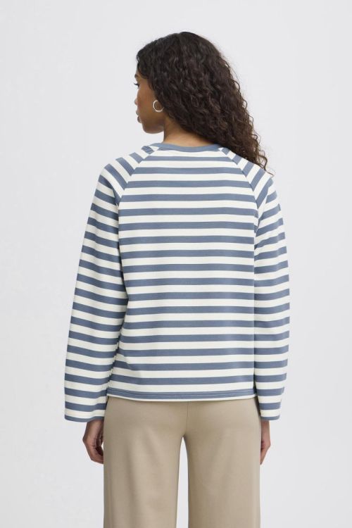 ICHI Pullover (20121367/Blue Mirage/Almond Milk stripe) - WeekendMode